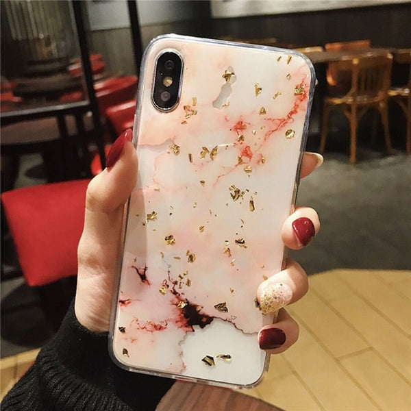 Lovebay Gold Foil Bling Marble For Phone