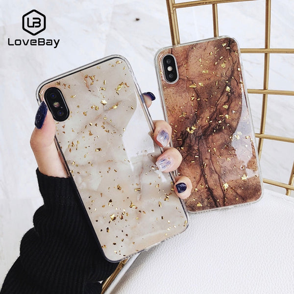 Lovebay Gold Foil Bling Marble For Phone