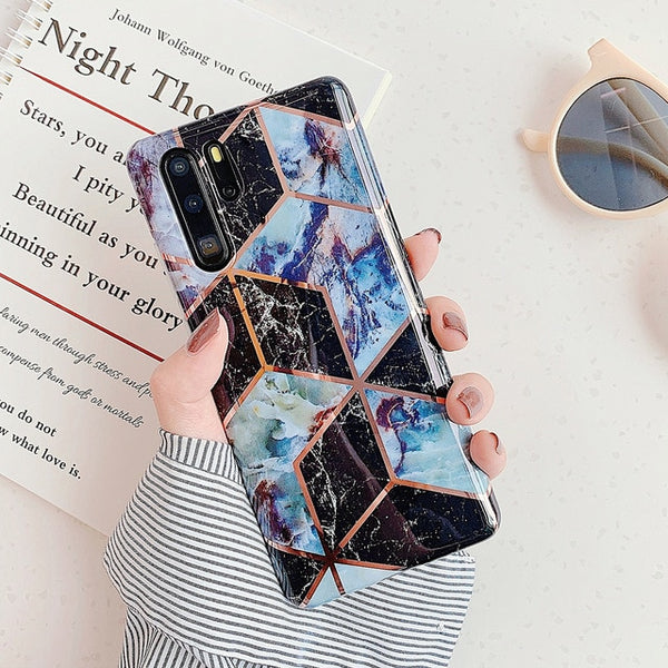 Plating Geometric Marble Phone Case