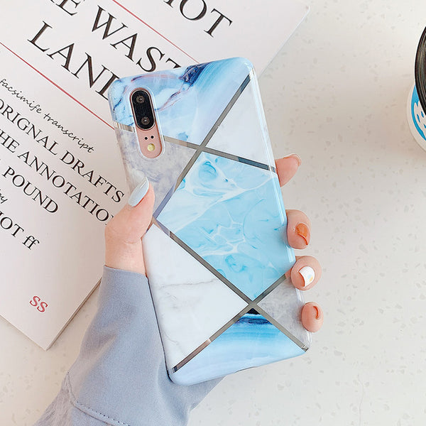 Plating Geometric Marble Phone Case