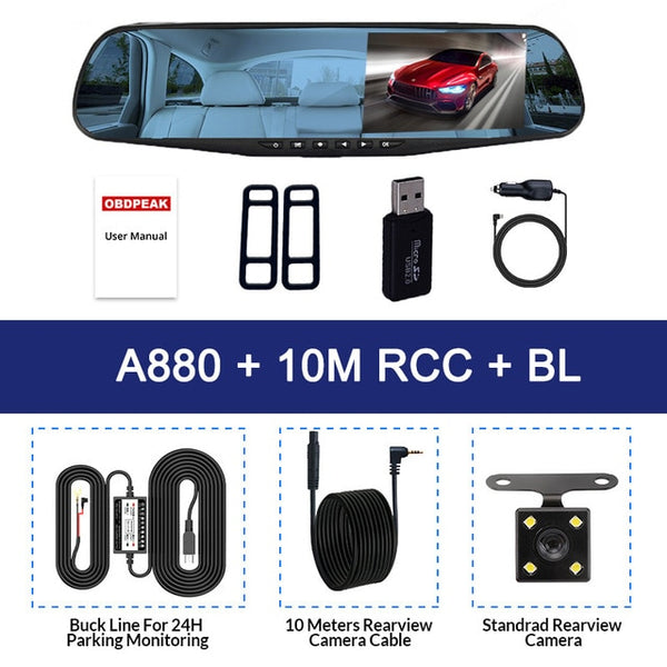 4.3 inch 1080P car rearview ash cam