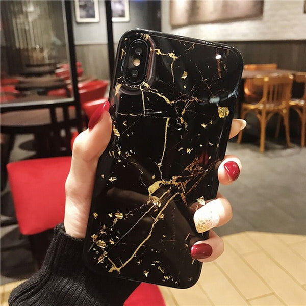 Lovebay Gold Foil Bling Marble For Phone