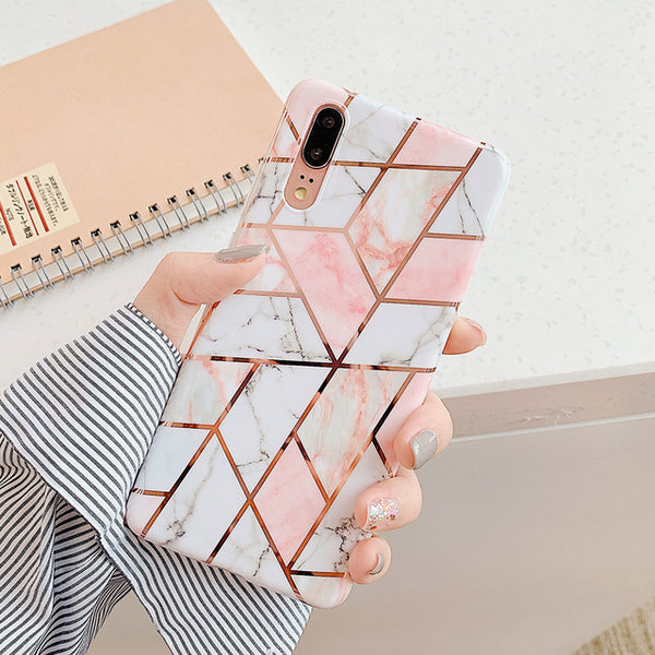 Plating Geometric Marble Phone Case