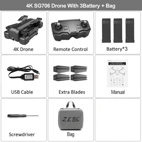 WIFI FPV Foldable 4K HD Dual Camera Drone