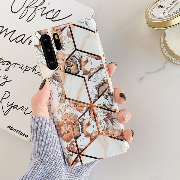 Plating Geometric Marble Phone Case